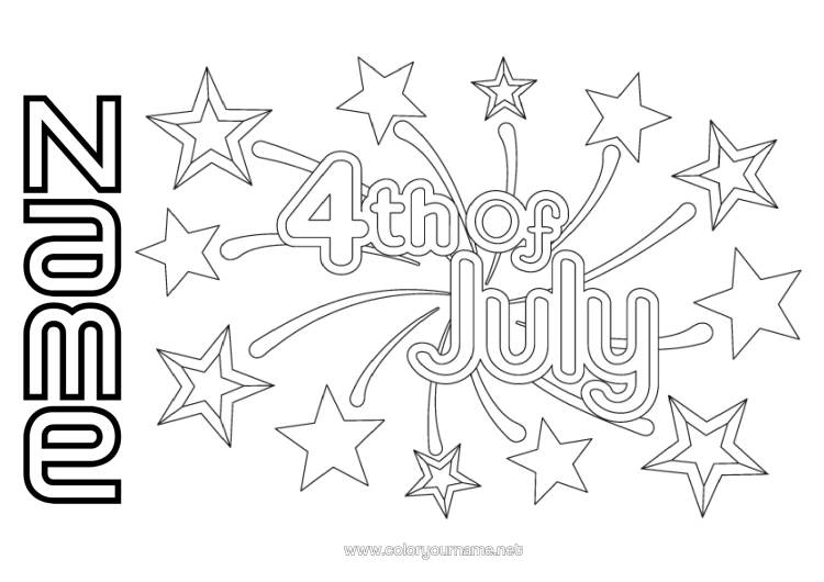 Colouring page to print Firework United States Of America 4Th Of July