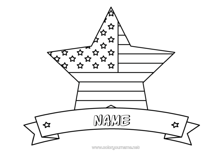 Colouring page to print United States Of America Flag 4Th Of July