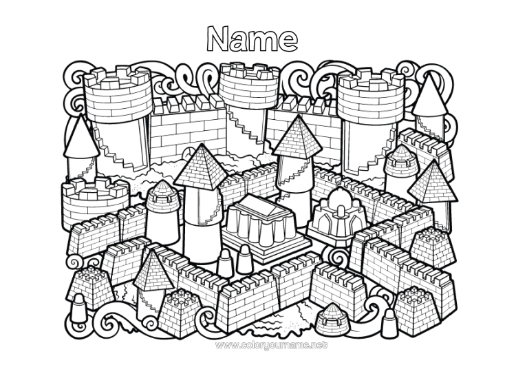 Colouring page to print Castle Mandala Beach Complex Colouring Pages Sandcastle