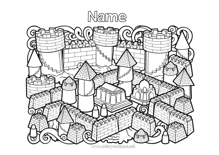 Coloring page to print Castle Mandala Beach Complex coloring pages Sandcastle