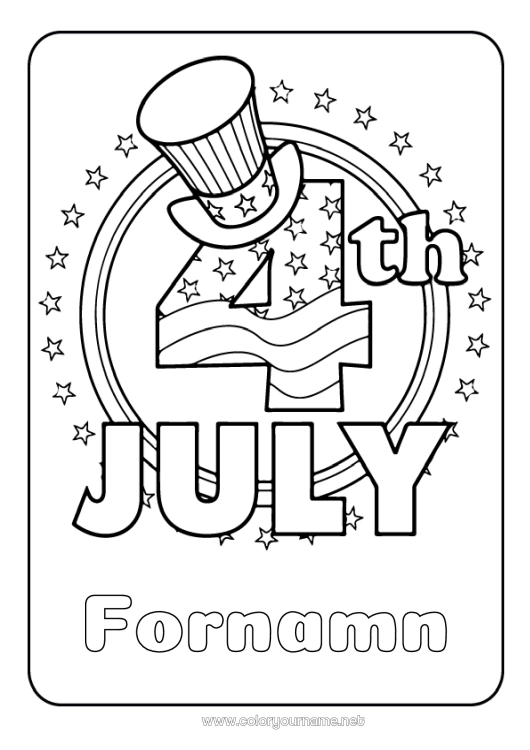 Färgläggningssida att skriva ut USA 4 juli