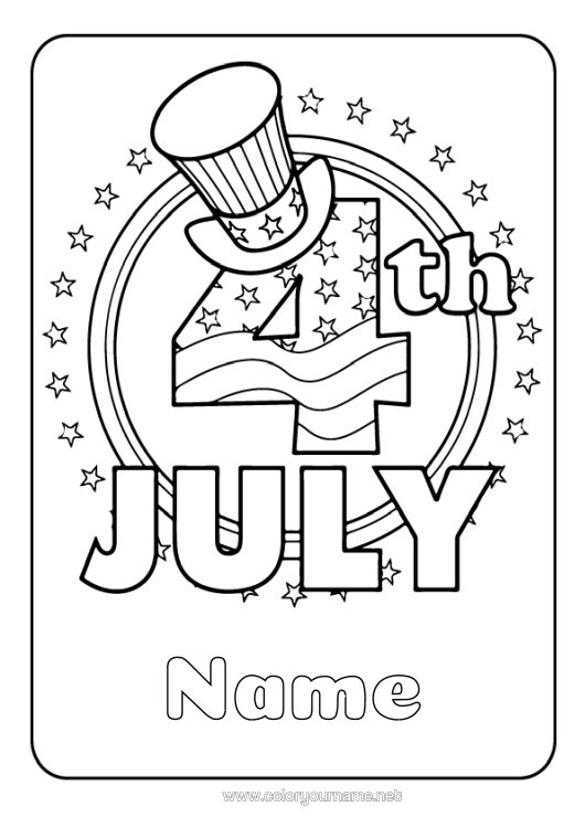 Colouring page to print United States Of America 4Th Of July