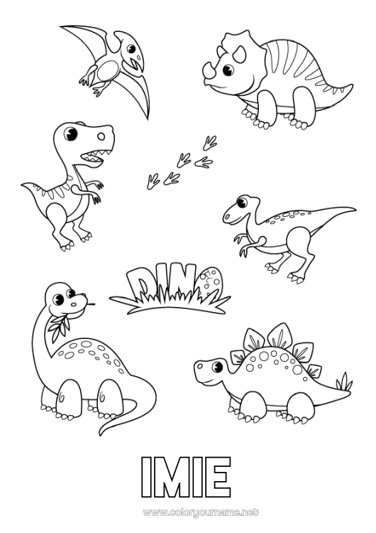 Kolorowanka do wydruku Dinozaury Zwierzę Diplodok Tyranozaur Triceratops