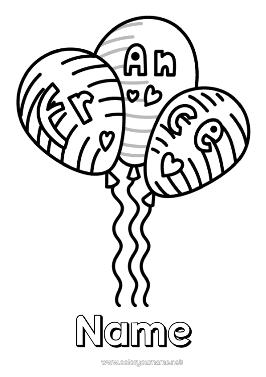 Colouring page to print Balloons France Country 14Th July