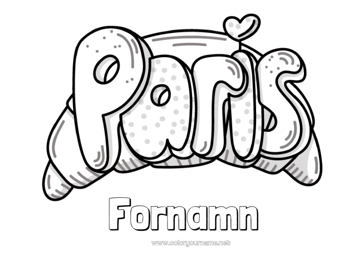 Färgläggningssida att skriva ut Frankrike 14 juli Croissant Paris