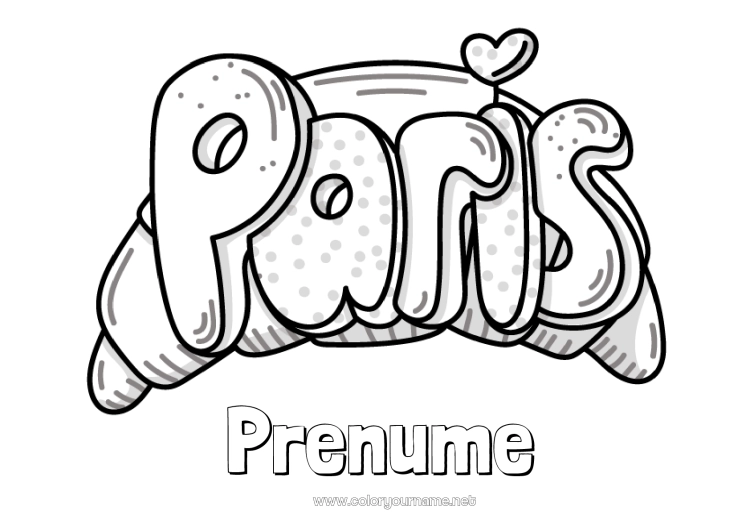 Pagină de colorat de imprimat Franța 14 iulie Cornuleț Paris