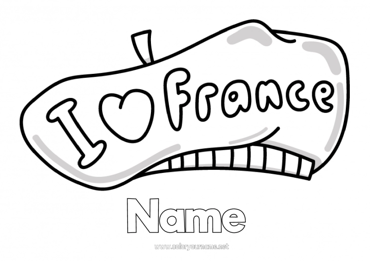 Coloring page to print France Country 14 July