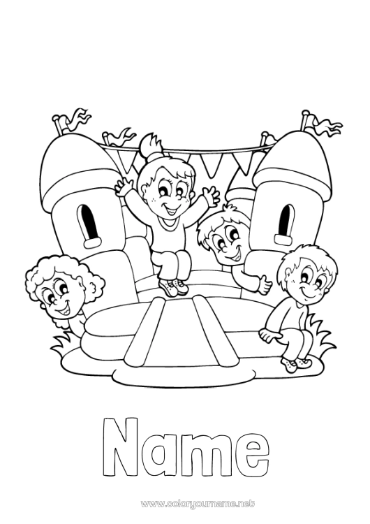 Coloring page to print Castle Child Buoy Games and toys Amusement park