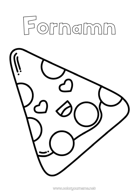 Färgläggningssida att skriva ut Söt Italien Lätta målarbilder Pizza