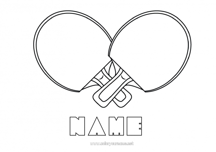 Coloring page to print Easy coloring pages Racket sports Ping pong Racket