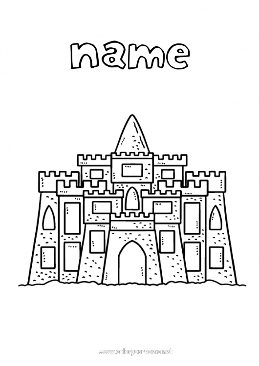 Coloring page to print Castle Beach Sandcastle