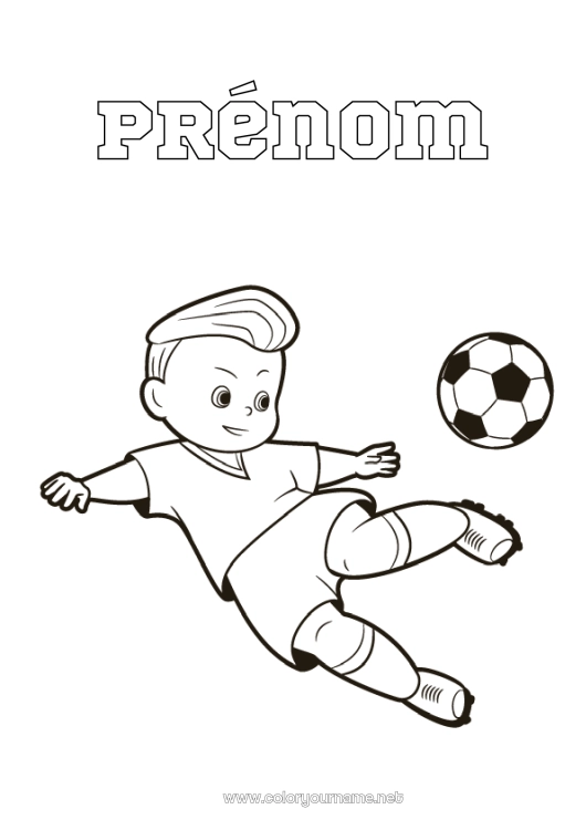 Coloriage à imprimer Football Sport Garçon Sports d'équipe Footballeur footballeuse