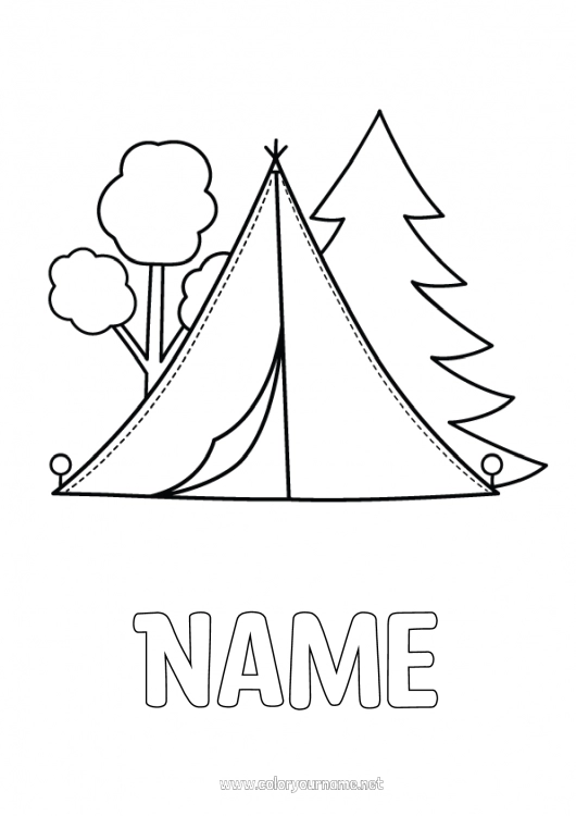 Coloring page to print Easy coloring pages Camping Tent Fir