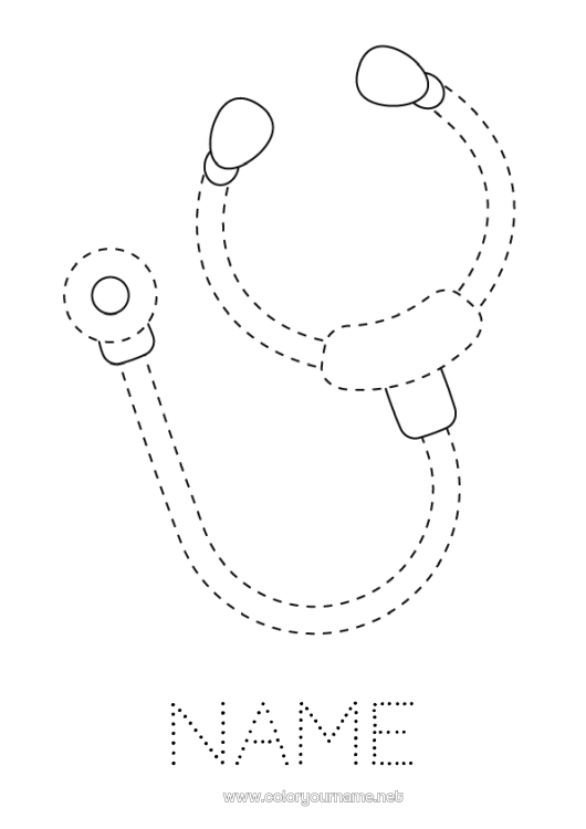 Coloring page to print Doctor Health professions Stethoscope