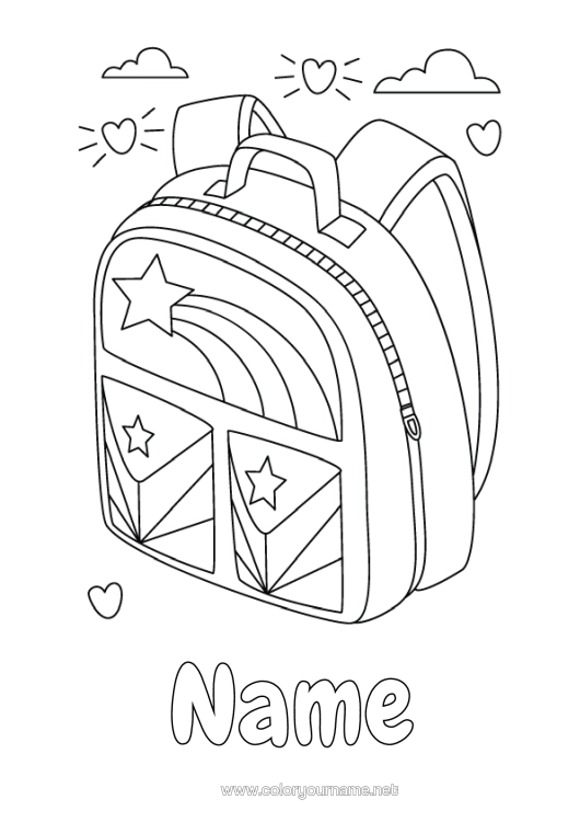 Colouring page to print Stars School Bag