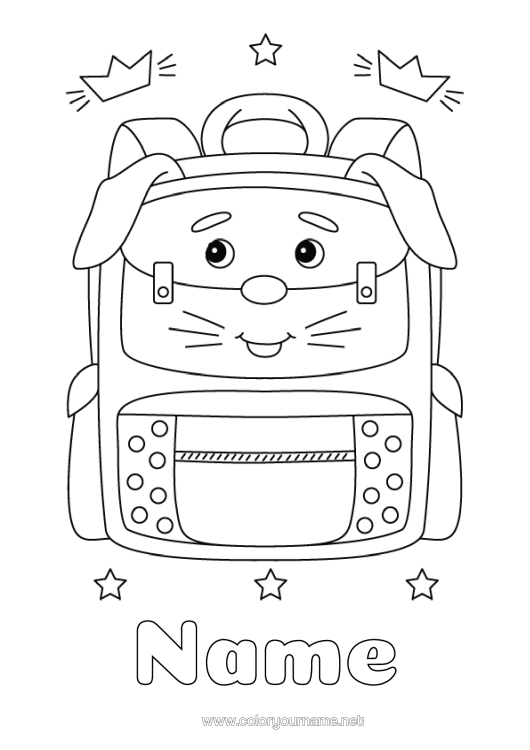 Colouring page to print Rabbit Animal Forest Animals School Bag