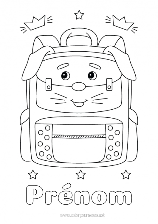 Coloriage à imprimer Lapin Animaux de la forêt Cartable