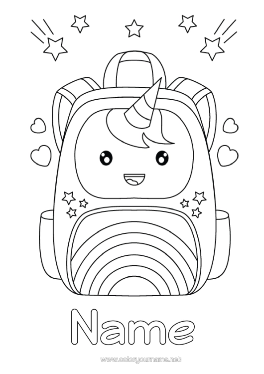 Colouring page to print Unicorn Dragons, Unicorns, And Fantastical Creatures School Bag