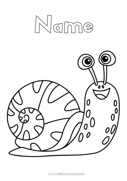 Coloring page to print Animal Snail Insects