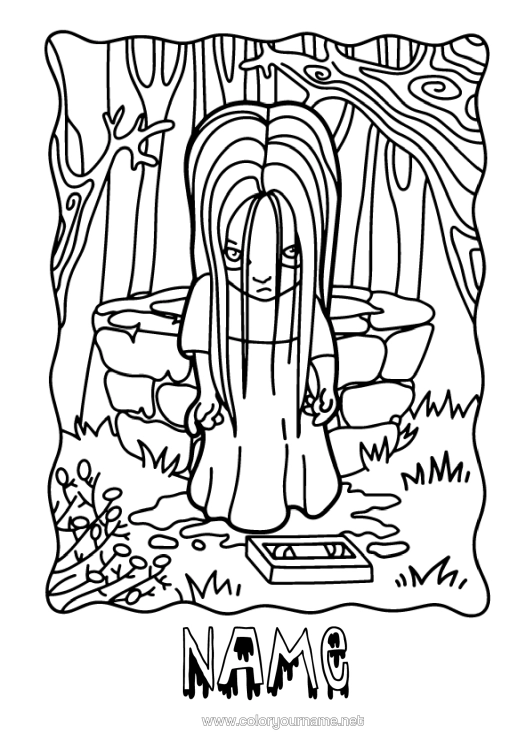 Colouring page to print Girl The Addams Family Emotions Anger