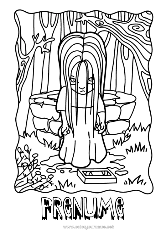 Pagină de colorat de imprimat Fată Familia Addams
