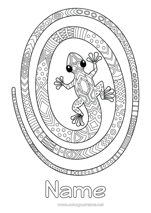 Colouring page to print Animal Complex Colouring Pages Zentangle Reptiles Other Animals Of The World