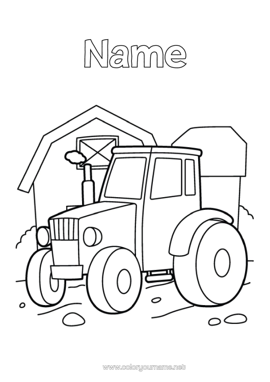 Colouring page to print Tractor Farm Vehicles Farm Farmer Farm Jobs
