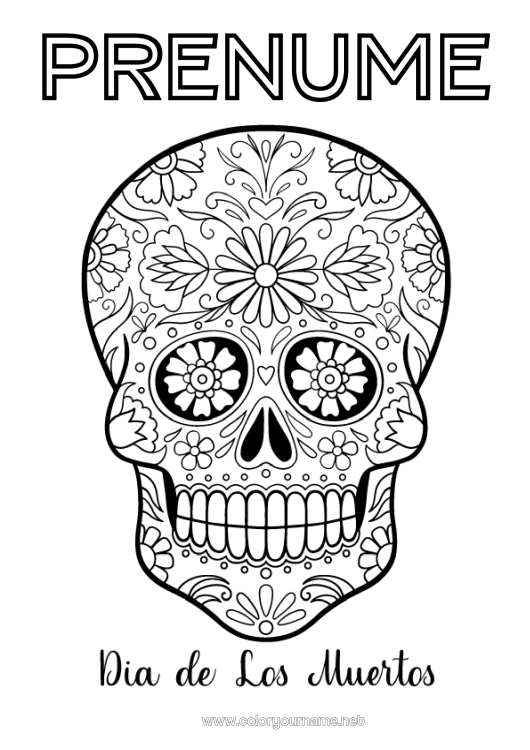 Pagină de colorat de imprimat Cranium Ziua Morților