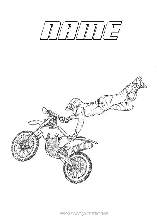 Colouring page to print Sport Vehicles Motorbike Two-Wheeled Vehicles Motor Sports