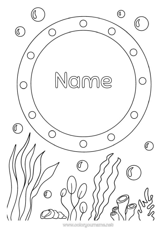 Colouring page to print Sea Vehicles Boat Decorated Name Sailor Marine Vehicles Fisherman Marine Occupations