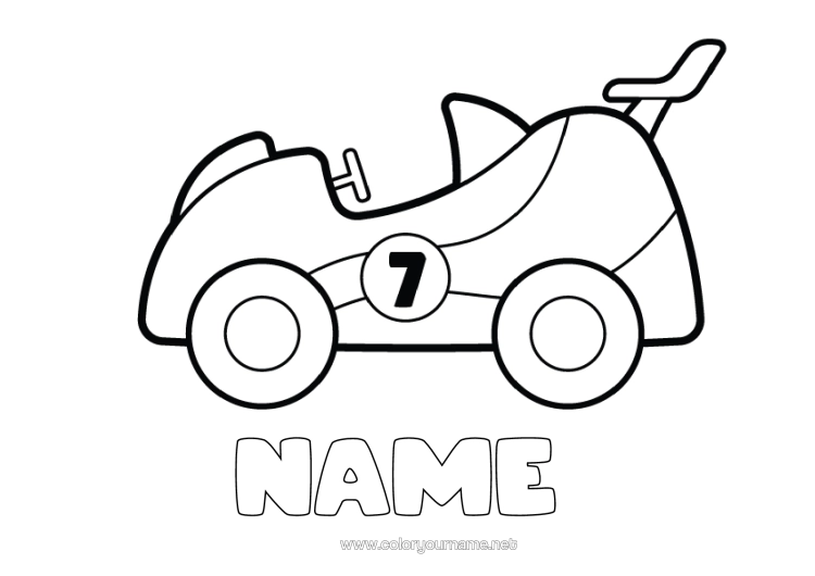 Colouring page to print Vehicles Car Racing Car Easy Colouring Pages Cars, Vans And Motorhomes Race Cars And Circuits
