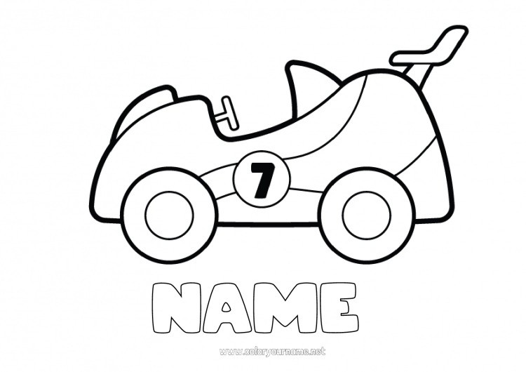 Coloring page to print Vehicles Car Racing car Easy coloring pages Cars, vans, and motorhomes Racing vehicles and tracks