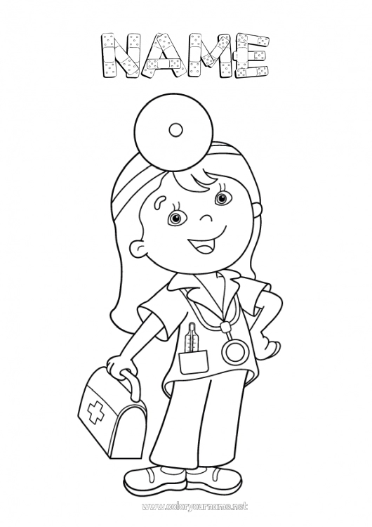 Coloring page to print Doctor Health professions