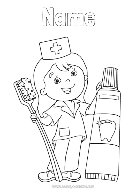 Colouring page to print Doctor Physician Health Professions Dentist