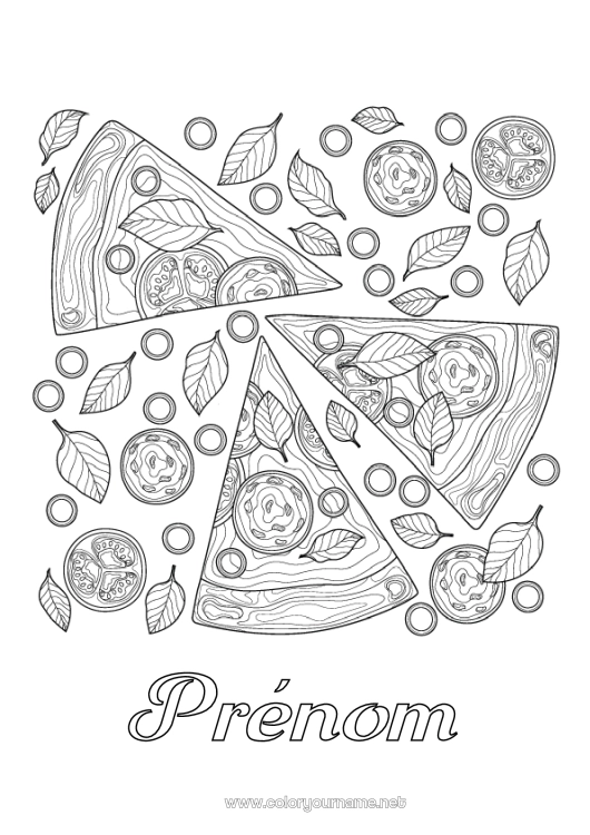 Coloriage à imprimer Nourriture Coloriages complexes Zentangle Pizza