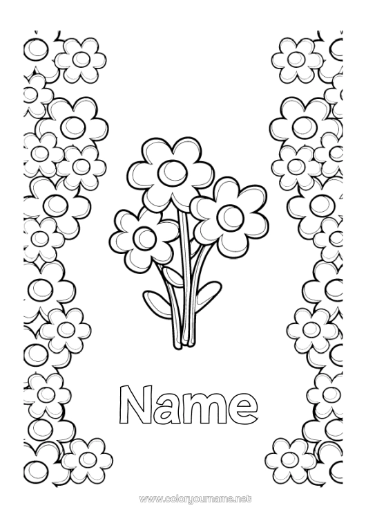 Colouring page to print Flowers Nanny Congratulations