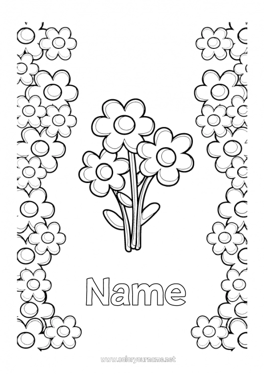 Coloring page to print Flowers Nanny Congratulations