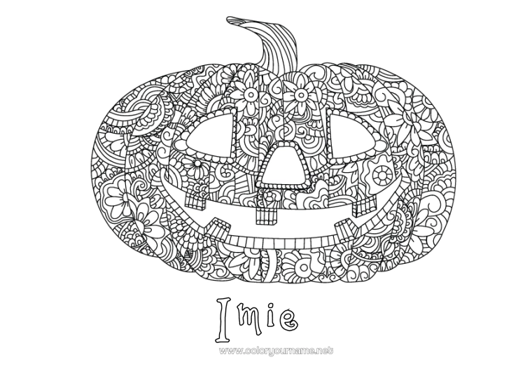 Kolorowanka do wydruku Dynia Mandala Złożone kolorowanki Zentangle