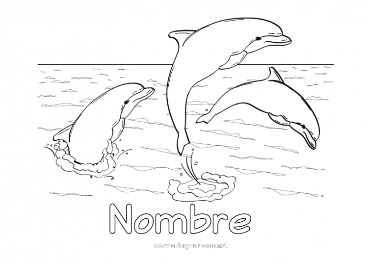 Dibujo para colorear para imprimir Mar Animales Delfín Animales marinos o acuáticos