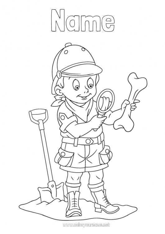 Coloring page to print Exploration Careers Archaeologist