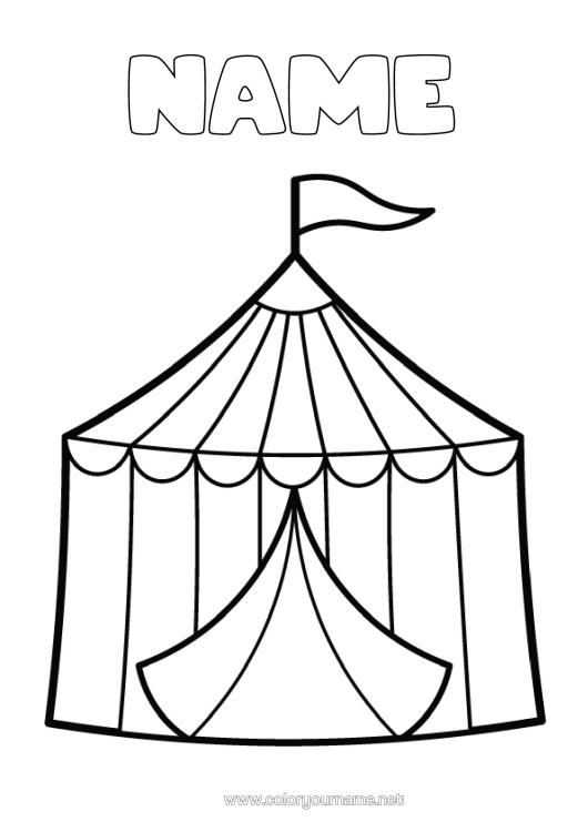 Colouring page to print Easy Colouring Pages Circus Marquee