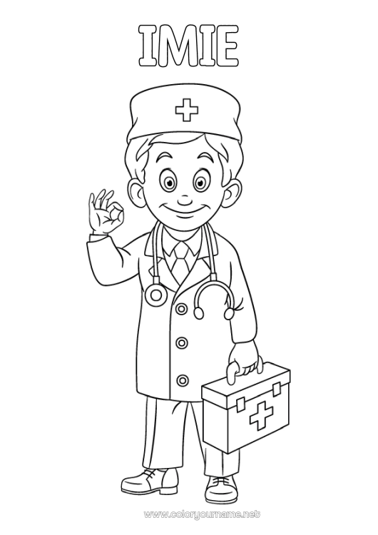 Kolorowanka do wydruku Doktor medycyny Zawody w służbie zdrowia