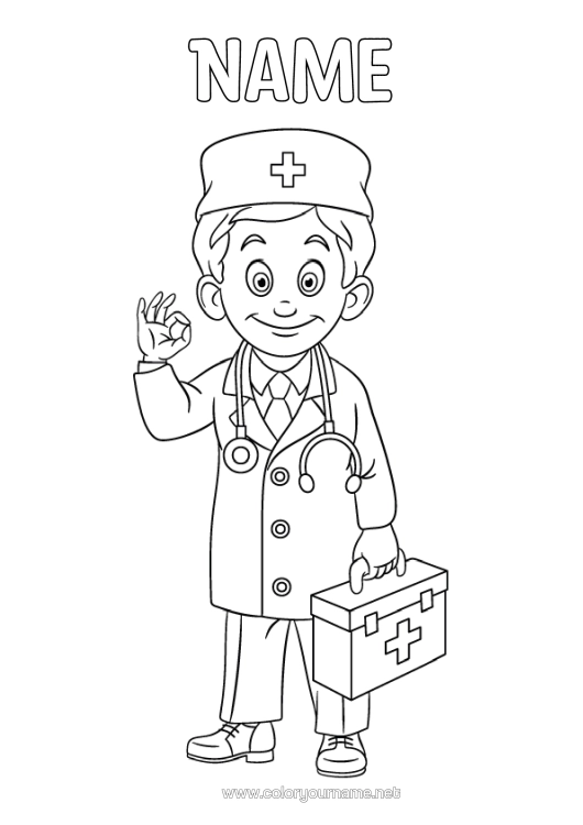 Colouring page to print Doctor Physician Health Professions