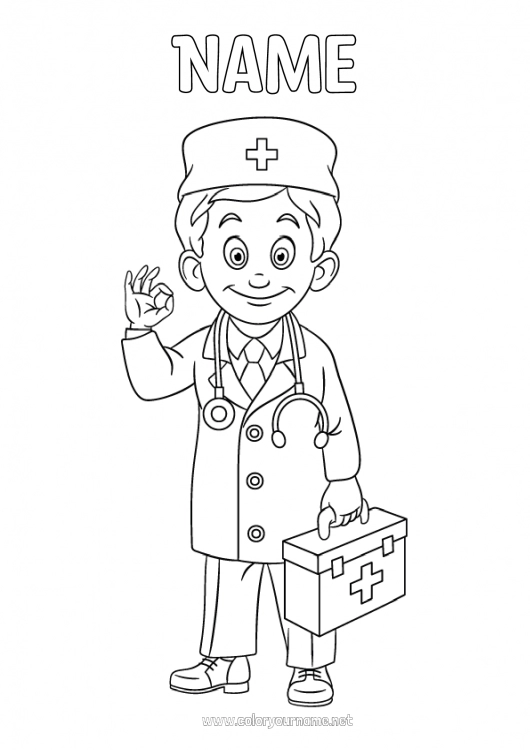 Coloring page to print Doctor Health professions