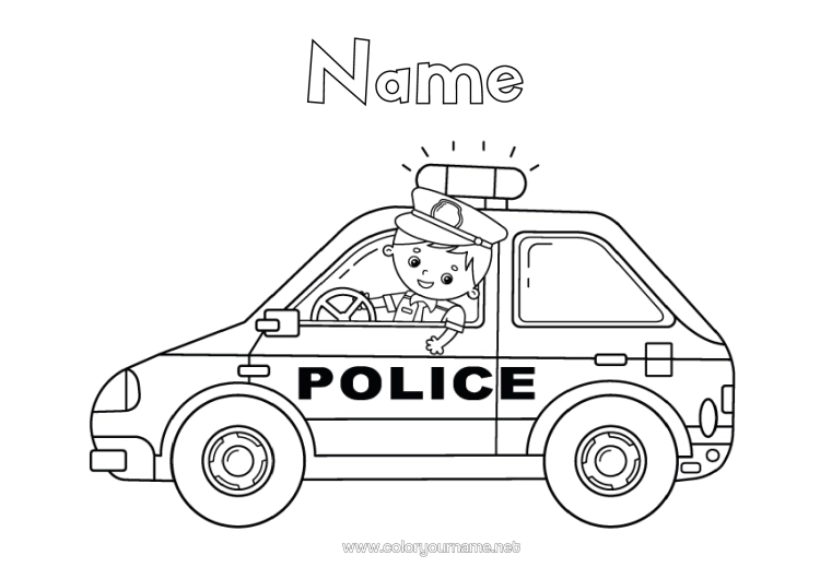 Colouring page to print Vehicles Police Police Vehicles Emergency And Rescue Vehicles Security Occupations