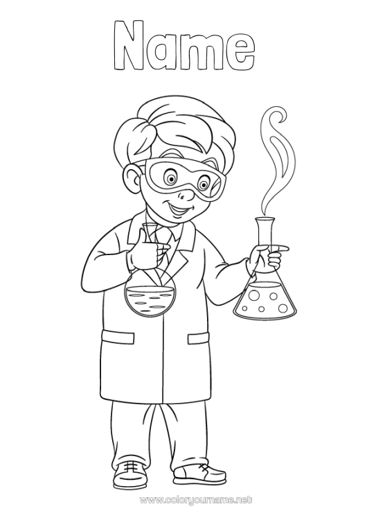 Colouring page to print Scientist