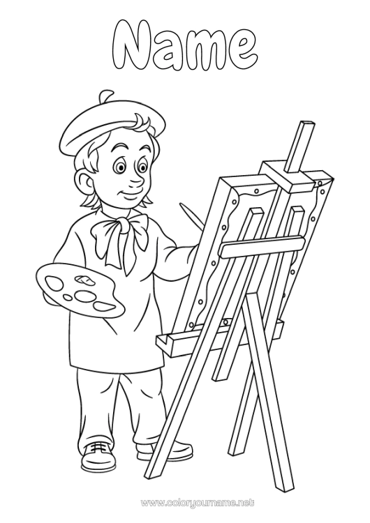 Colouring page to print Art Crafts. Painter