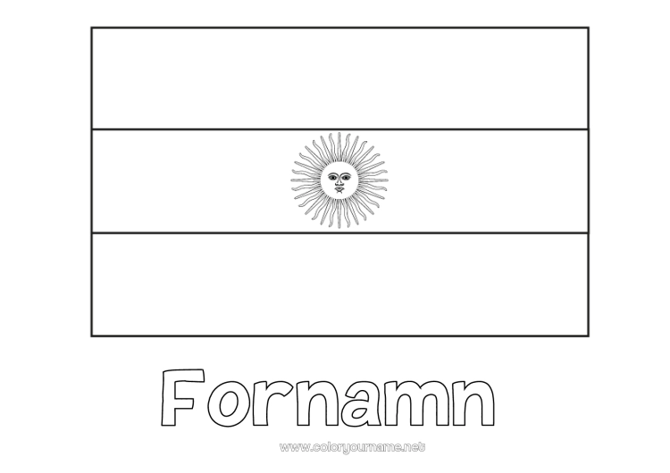 Färgläggningssida att skriva ut Geografi Flagga Argentinien