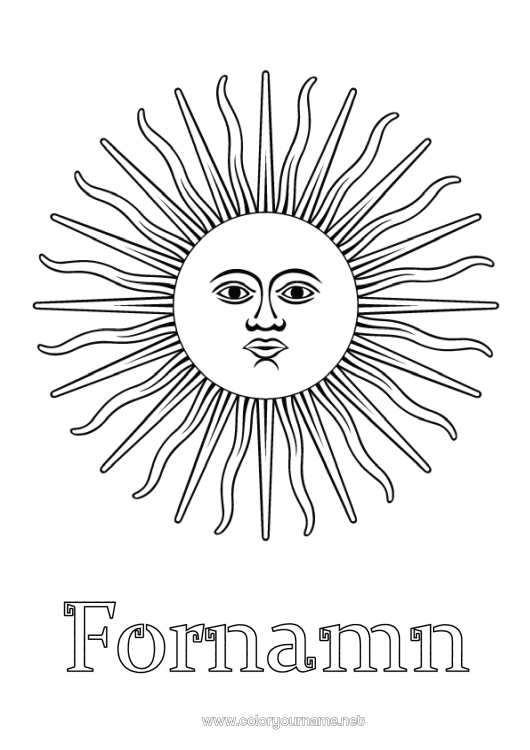 Färgläggningssida att skriva ut Sol Symboler Argentinien