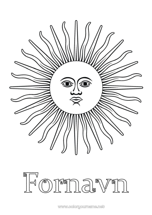 Farvelægningssiden til udskrivning Sol Symboler Argentina